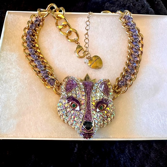 Betsey Johnson Jewelry - RT. Betsey Johnson Imperial Princess Fox Necklace Purple Crown Fox Head Choker